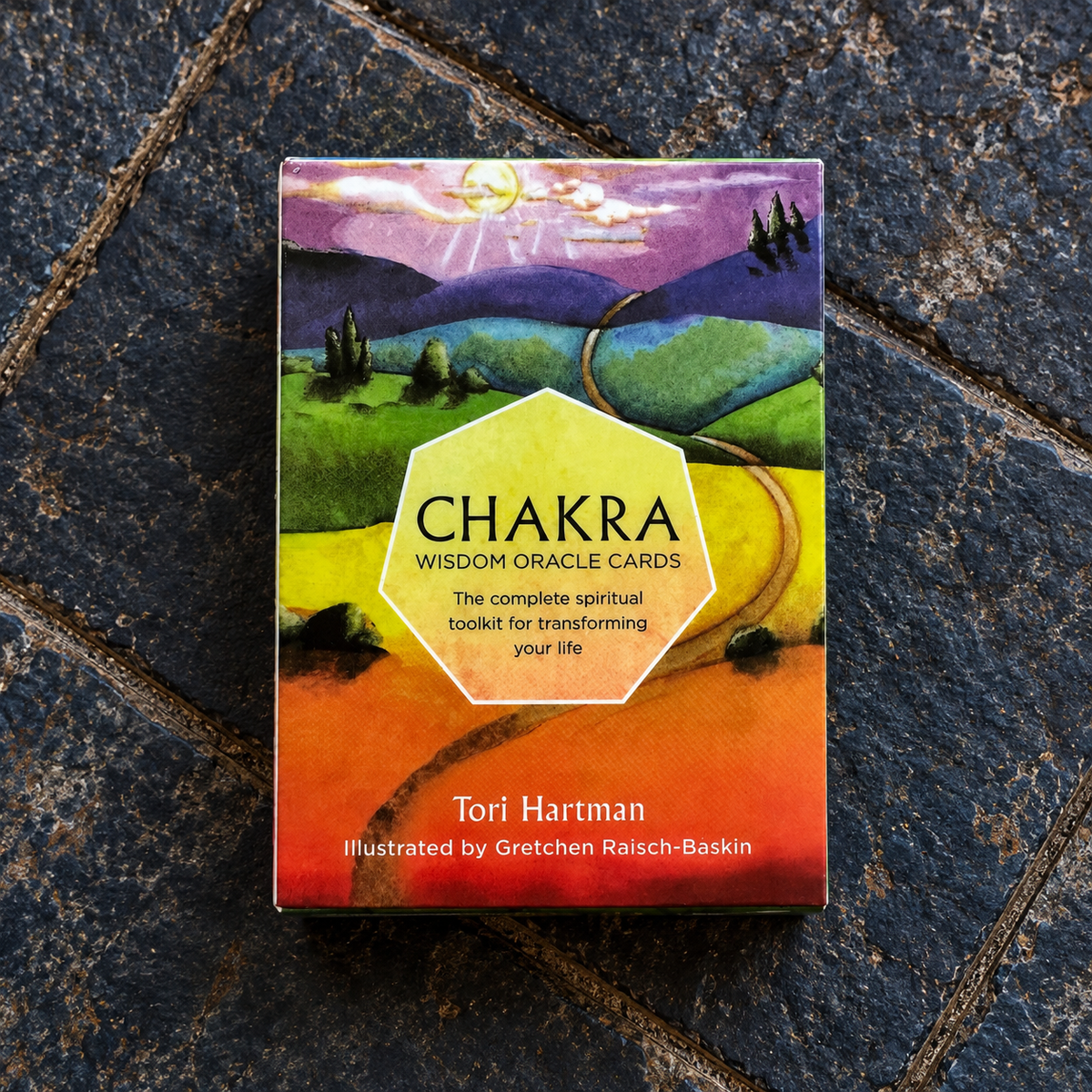 Chakra Wisdom Oracle Cards by Tori Hartman 49-card oracle deck boxed set front view