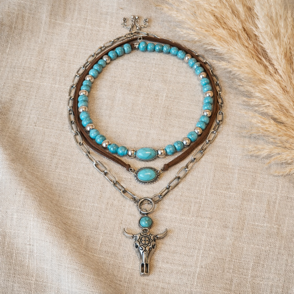 Turquoise Festival Trio Necklace