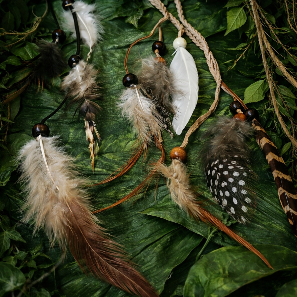 Boho plunksnų plaukų segtukai