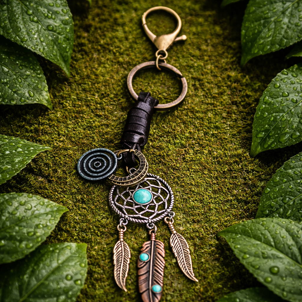 Boho turkio spalvos sapnų gaudyklės pakabukas