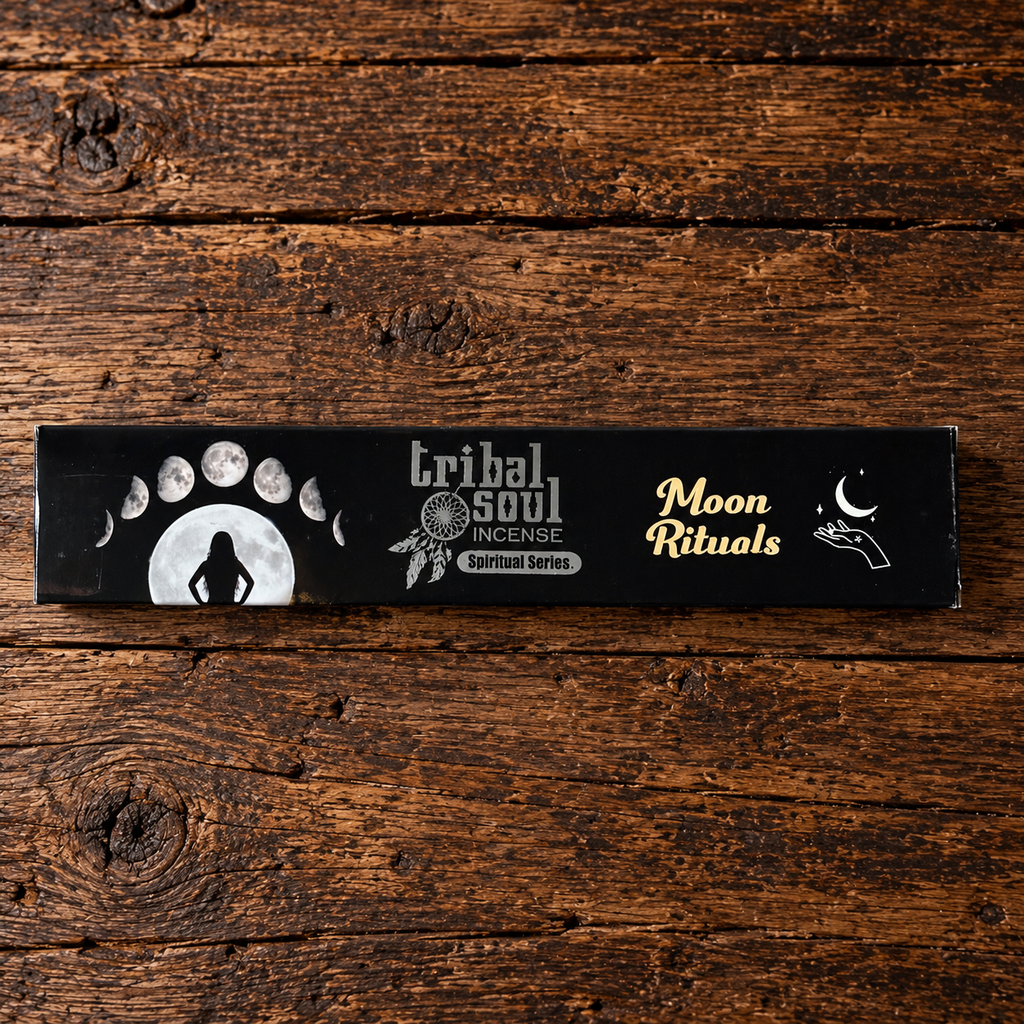 Tribal Soul Moon Rituals incense 15g black box with moon phase artwork